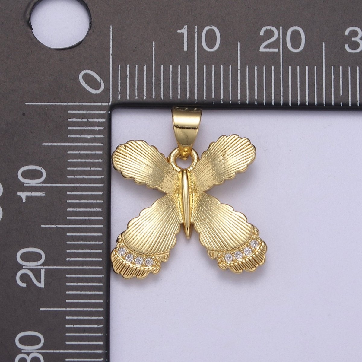 Dainty Gold Fill Monarch Pendant With Cz Animal Butterfly Charm H-155 - DLUXCA