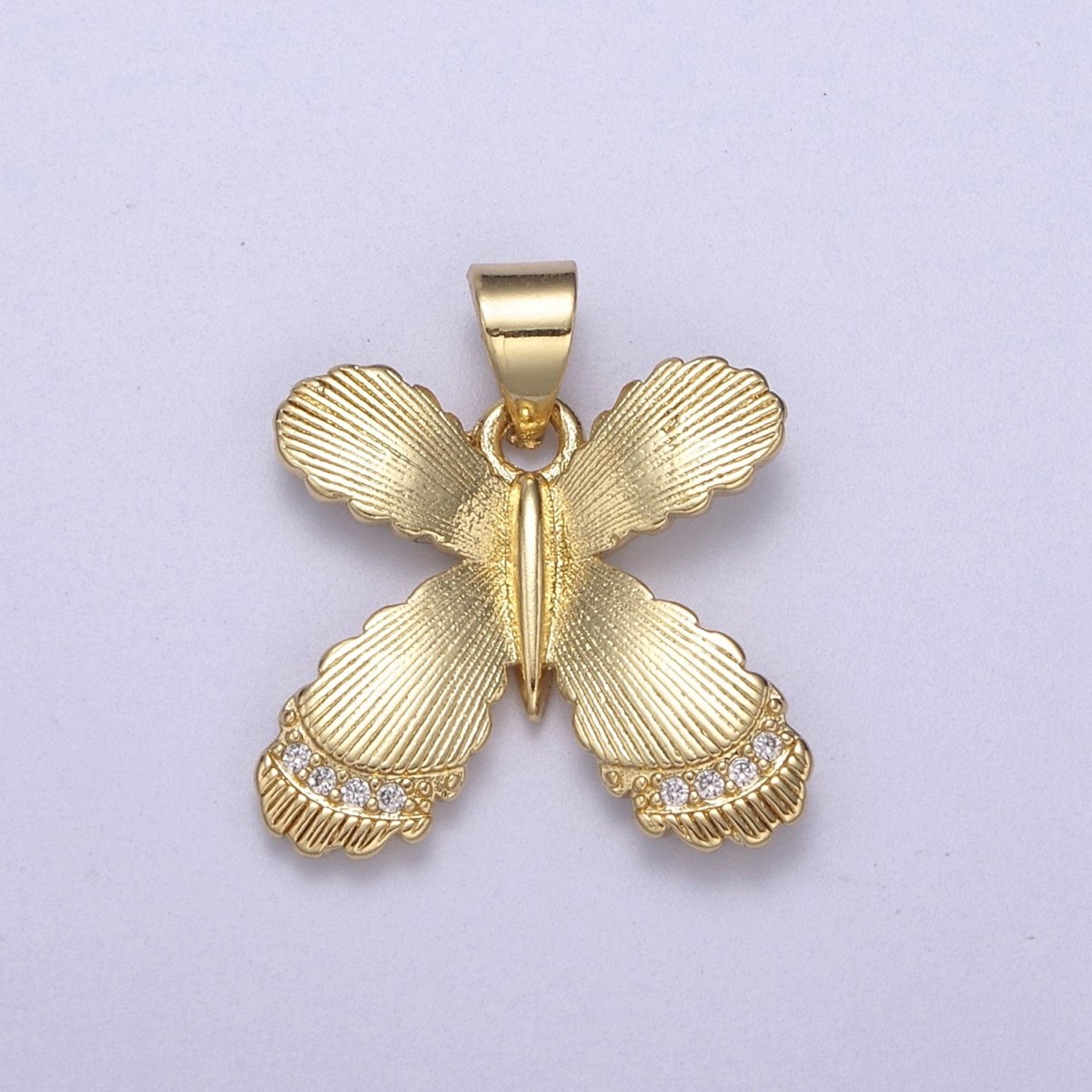 Dainty Gold Fill Monarch Pendant With Cz Animal Butterfly Charm H-155 - DLUXCA