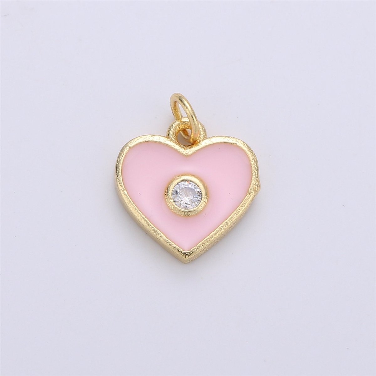 Dainty Gold Fill Red Enamel Heart Charm Pendant, CZ Micro Pave Heart pendant for Necklace Bracelet Earring Charm for Jewelry Making SupplyC-612 - DLUXCA