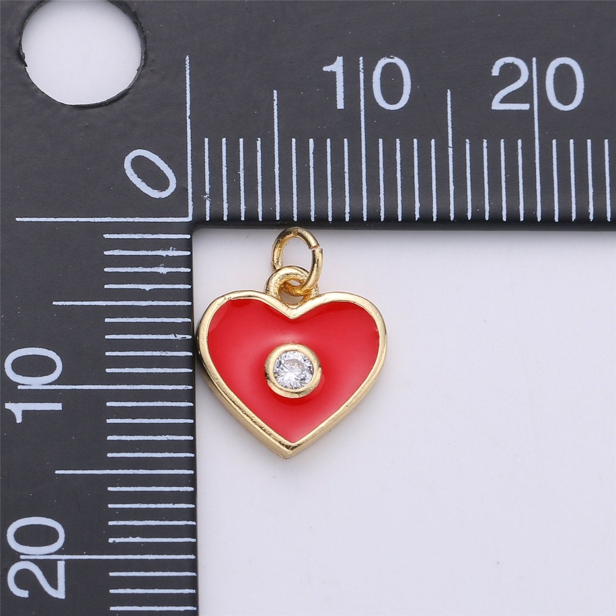 Dainty Gold Fill Red Enamel Heart Charm Pendant, CZ Micro Pave Heart pendant for Necklace Bracelet Earring Charm for Jewelry Making SupplyC-612 - DLUXCA