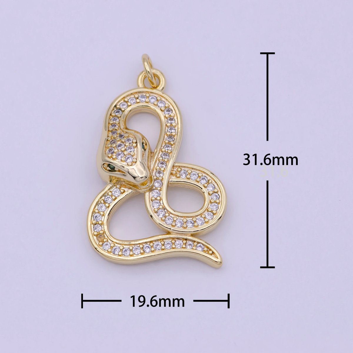 Dainty Gold Fill Snake Charm Micro Pave Serpent Pendant N-921 - DLUXCA