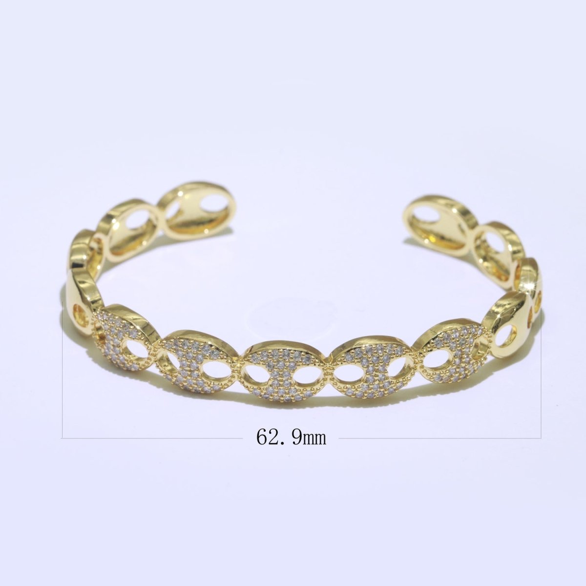 Dainty Gold Filled Anchor Link Bangle Bracelet, 14K Gold Filled Designer Inspired Gold Bracelet Adjustable Cuff Bracelet | WA-128 Clearance Pricing - DLUXCA