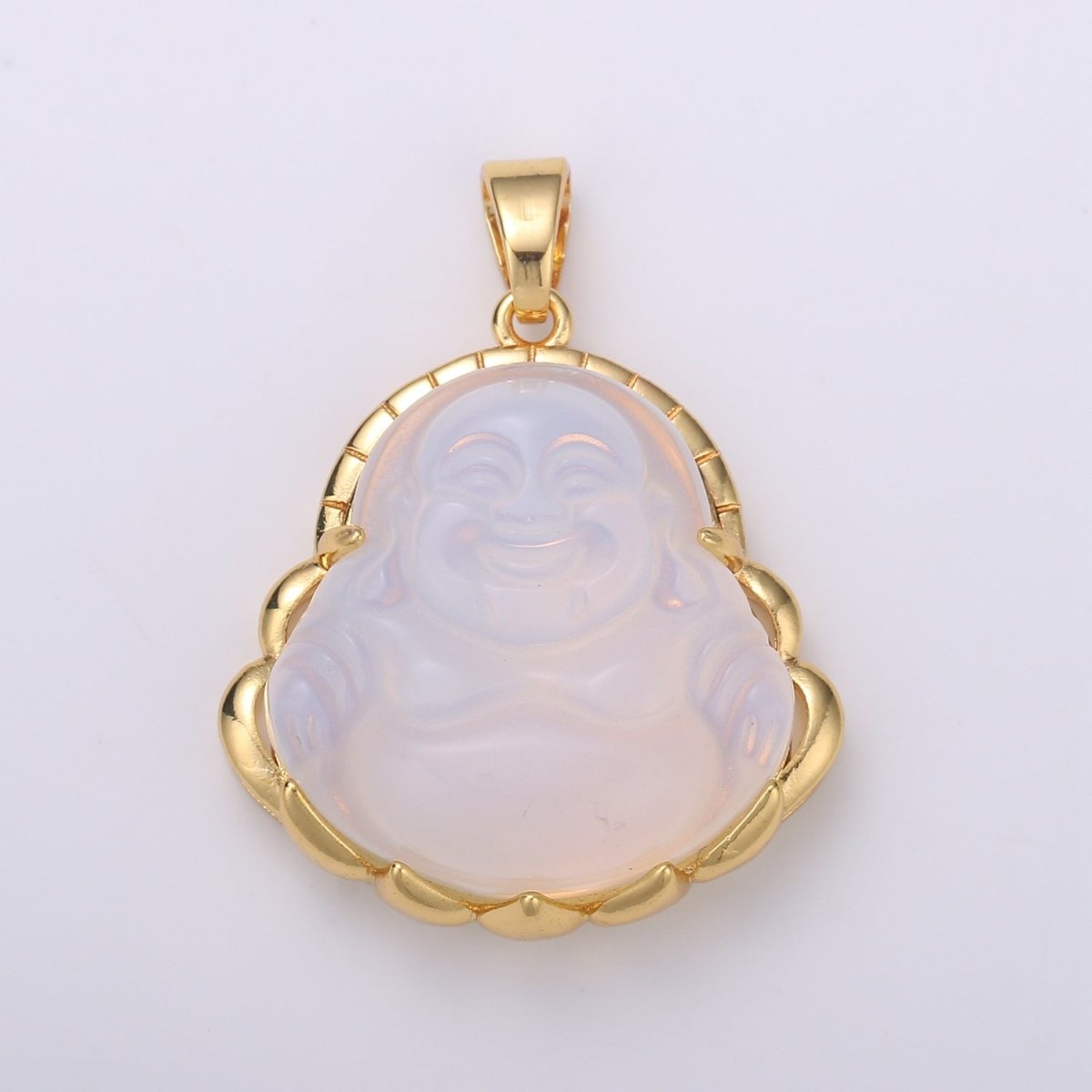 Dainty Gold Filled Buddha Pendant for Necklace Laughing Buddha Charm Tiger eye Buddha Pendant - DLUXCA