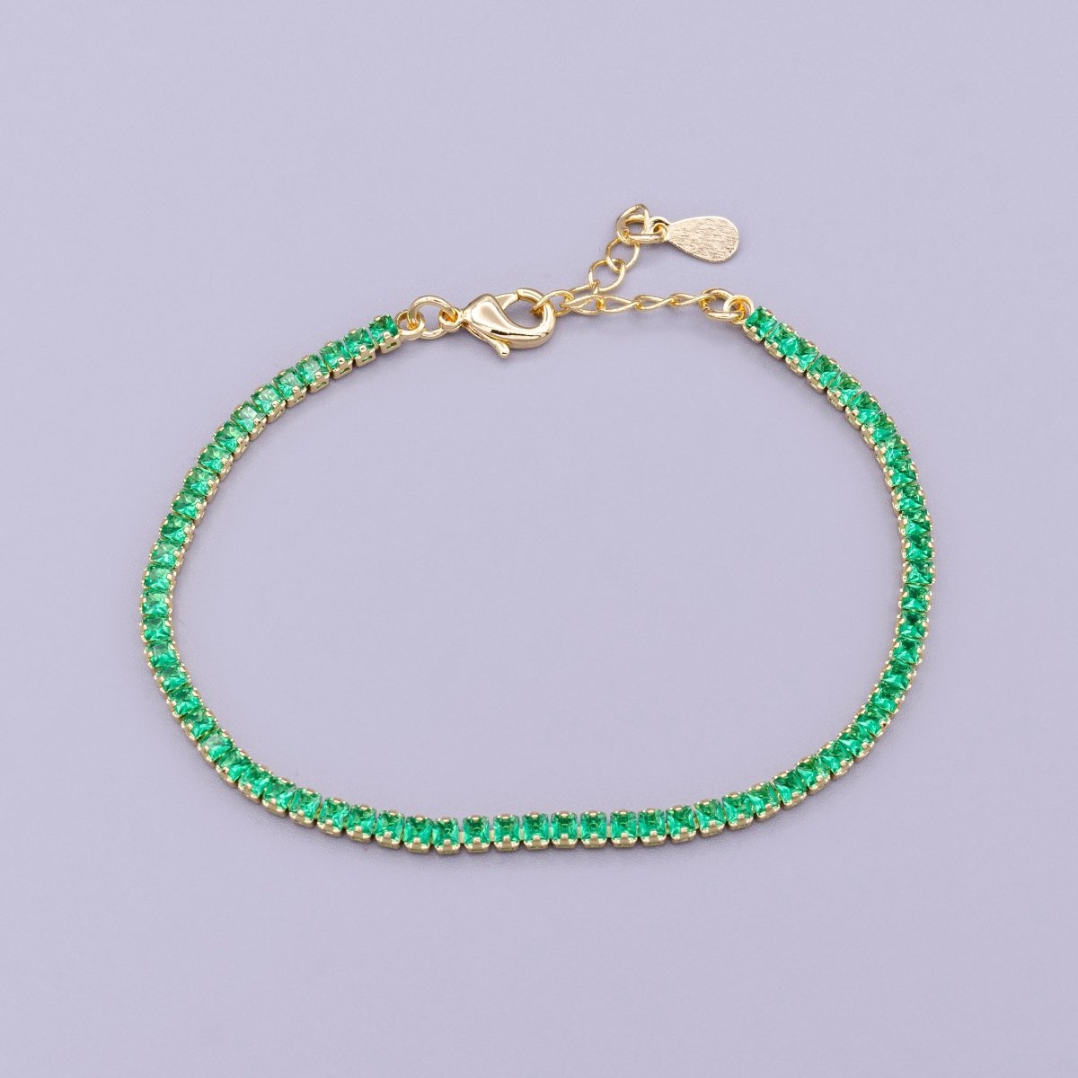 Dainty Gold Filled Clear, Pink, Green CZ Diamond Tennis Bracelet Colorful Cubic Zirconia Diamond Bracelet Adjustable | WA-1803 to WA-1808 Clearance Pricing - DLUXCA