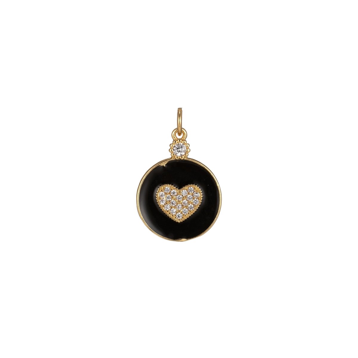 Dainty Gold Filled Coin Enamel Charm with Micro Pave Heart For Colorful Candy Jewelry Y2K Jewelry M-438 - M-447 - DLUXCA