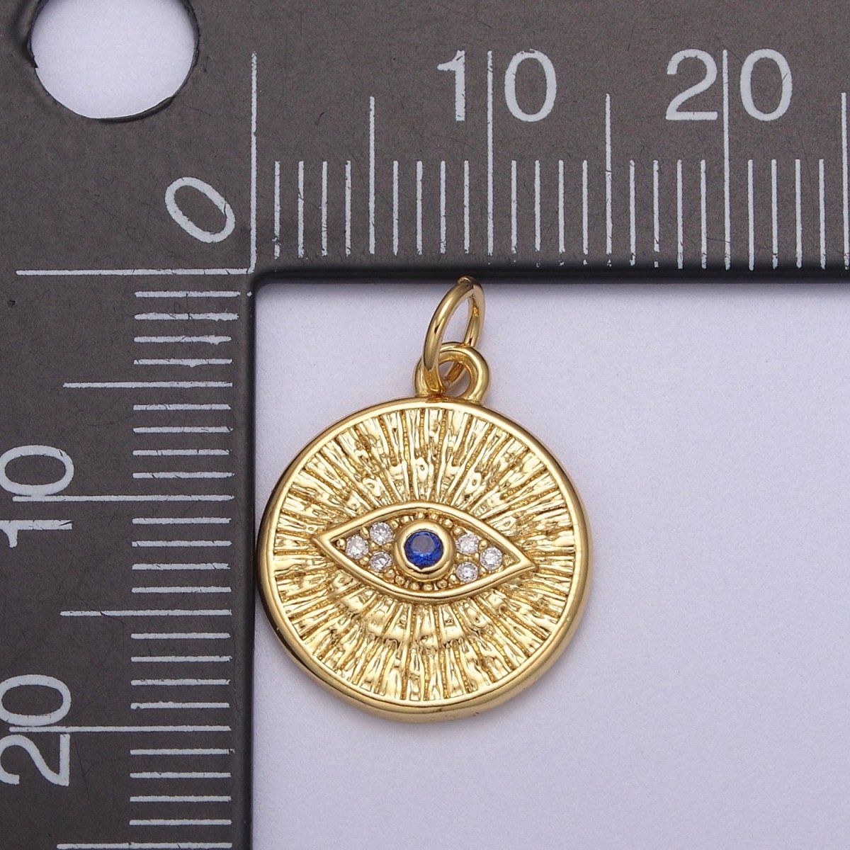 Dainty Gold Filled Coin Evil Eye Charm N-865 - DLUXCA