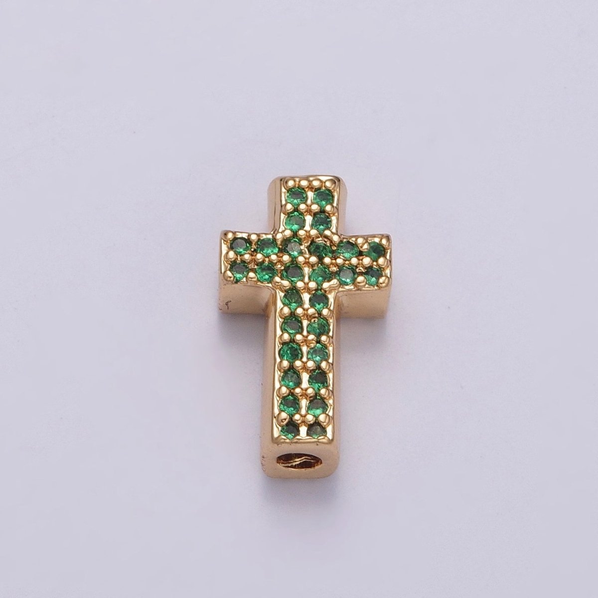 Dainty Gold Filled Cross Bead Spacer Micro Pave CZ Bead for Bracelet Component W-902~W-907 - DLUXCA