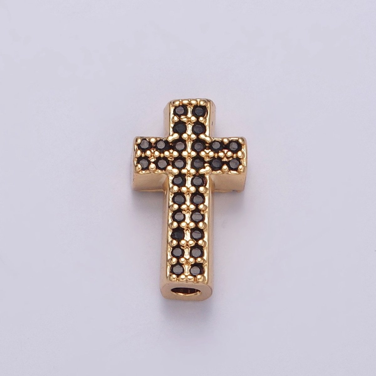 Dainty Gold Filled Cross Bead Spacer Micro Pave CZ Bead for Bracelet Component W-902~W-907 - DLUXCA