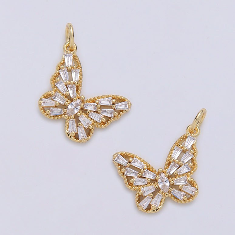 Dainty Gold Filled Crystal Butterfly Charm D-879 D-889 - DLUXCA