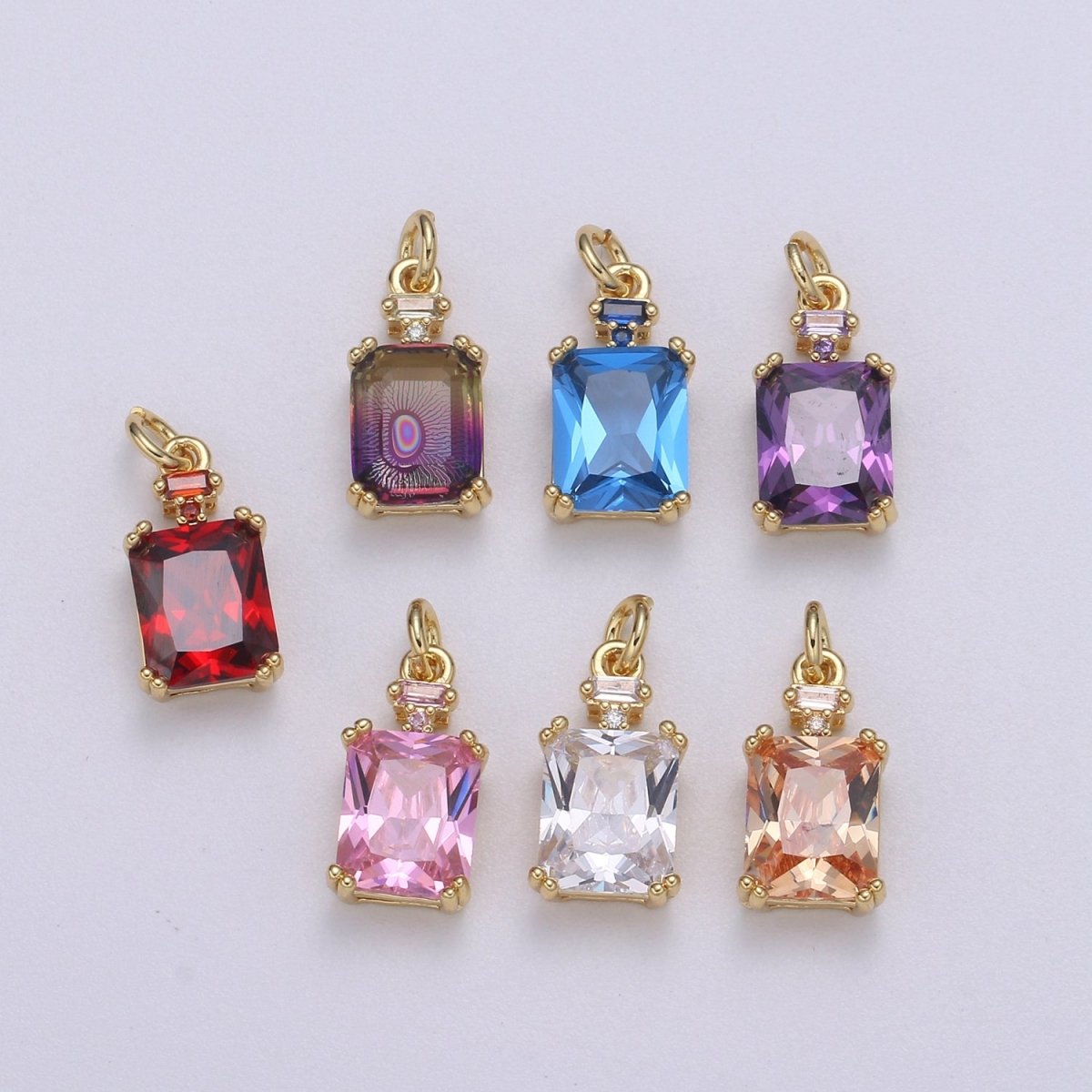 Dainty Gold Filled Crystal Charm E-247-E-253 M-490 - DLUXCA
