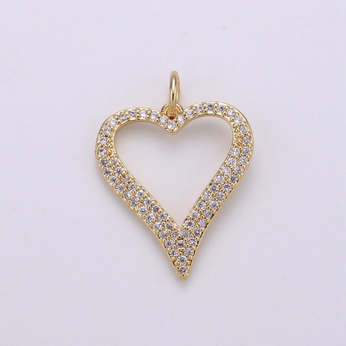 Dainty Gold Filled Crystal Heart Char D-789 - DLUXCA