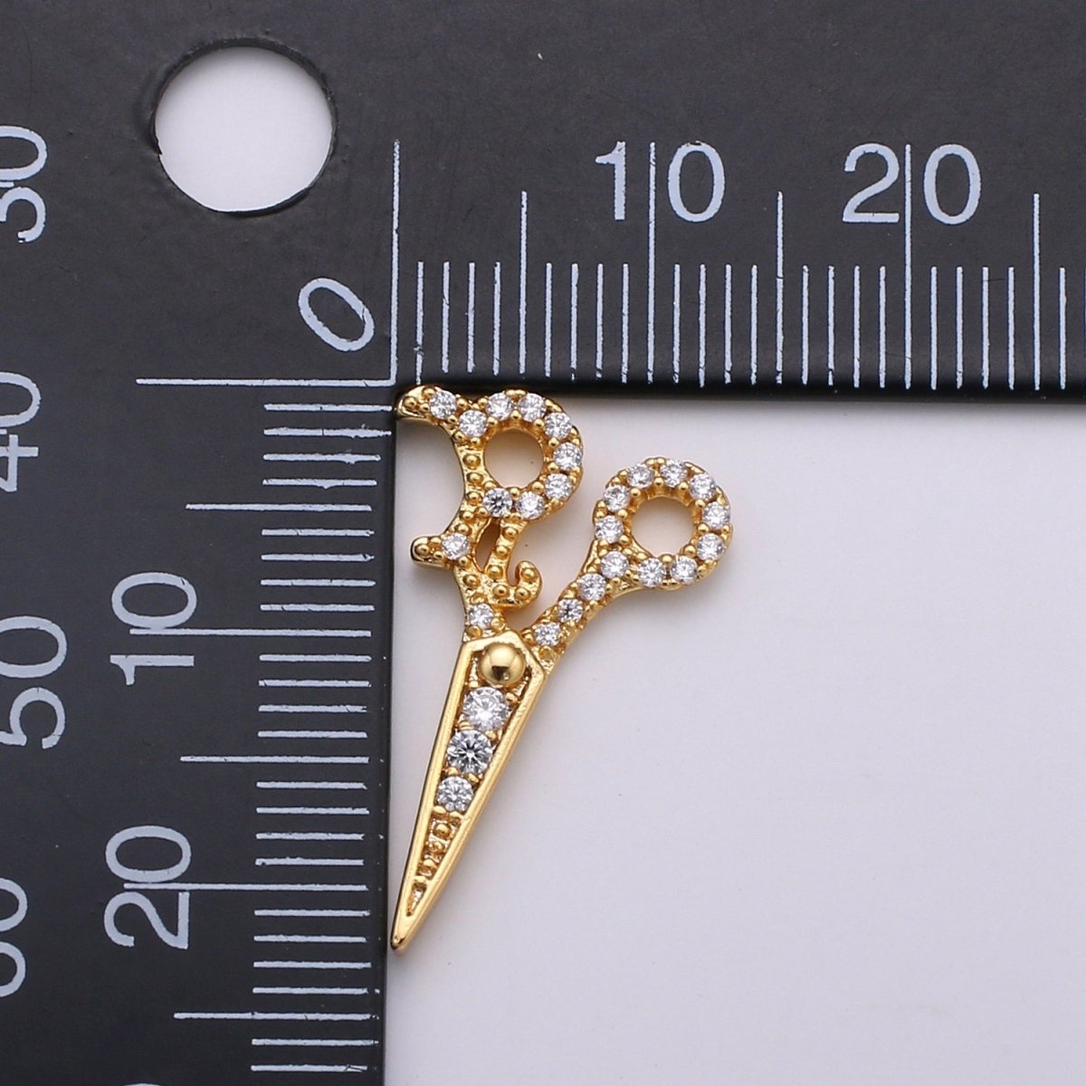 Dainty Gold Filled Crystal Scissors Charm D-785 - DLUXCA