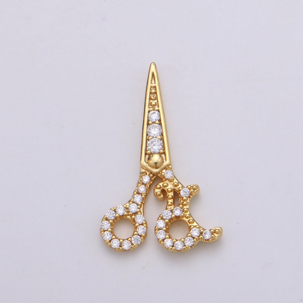 Dainty Gold Filled Crystal Scissors Charm D-785 - DLUXCA