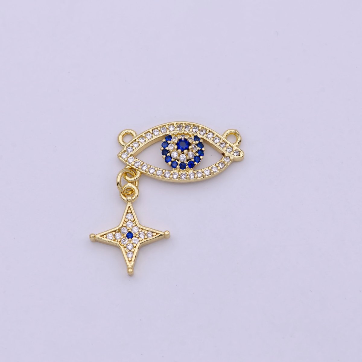 Dainty Gold Filled Cubic Evil Eye Charm Connector for Necklace Pendant F-744 - DLUXCA