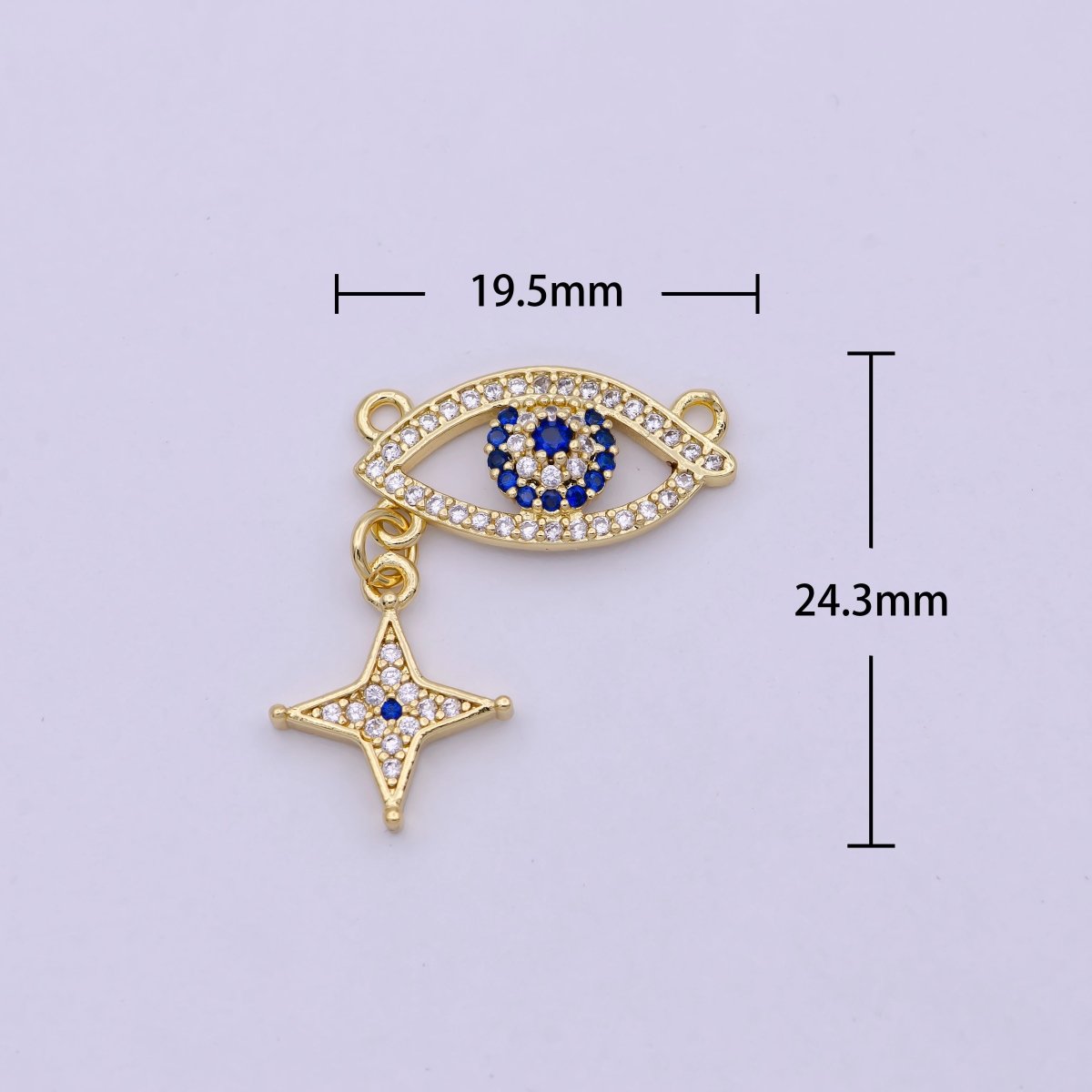 Dainty Gold Filled Cubic Evil Eye Charm Connector for Necklace Pendant F-744 - DLUXCA