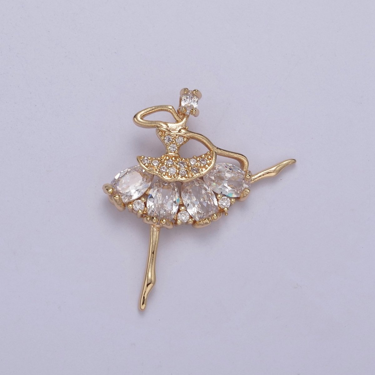 Dainty Gold Filled CZ Ballet Dancer Charm Ballerina Gift Idea for Necklace Earring Bracelet Supply H-414 H-417 - DLUXCA