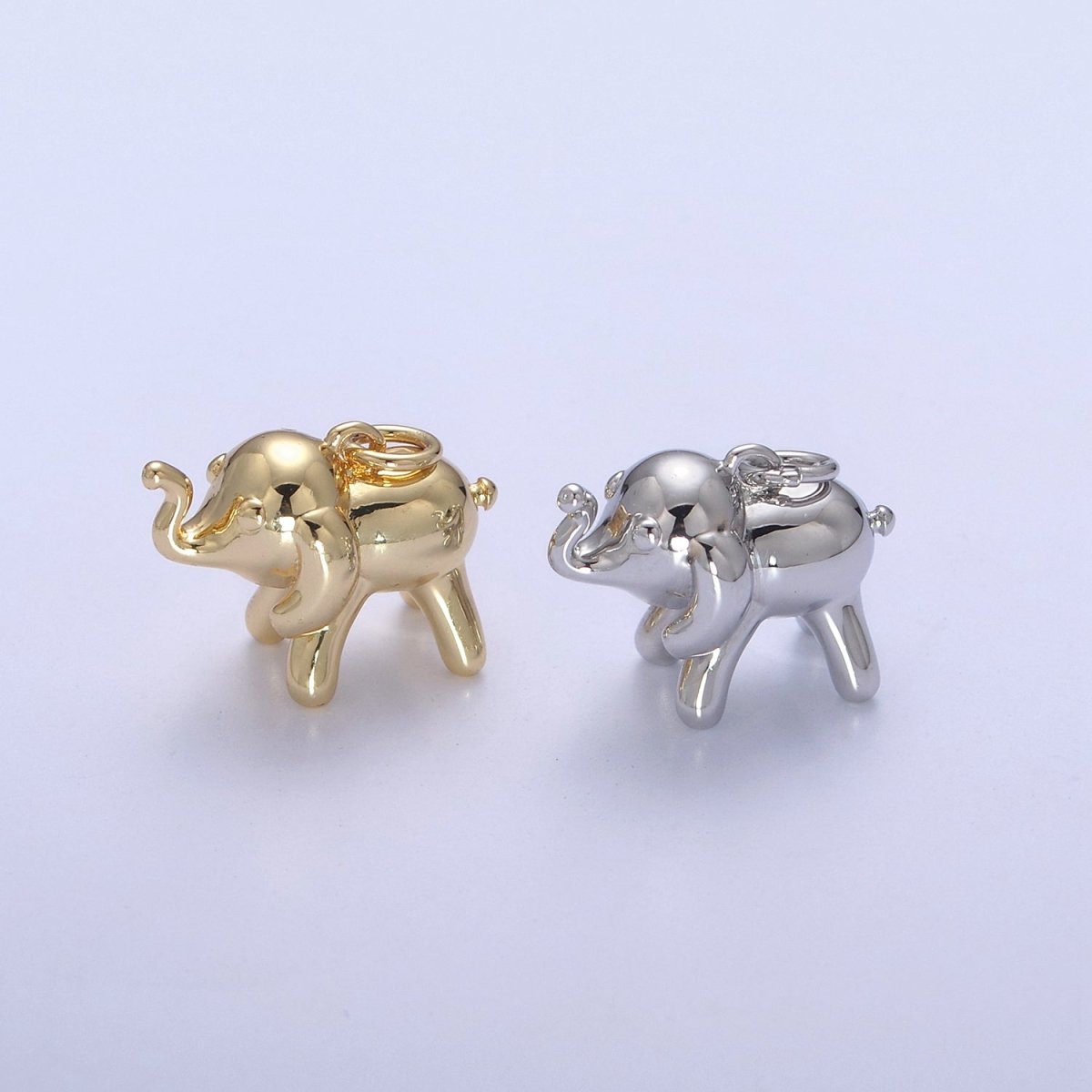 Dainty Gold Filled Elephant Charm Silver Wild Animal Safari Charm N-373 N-374 - DLUXCA