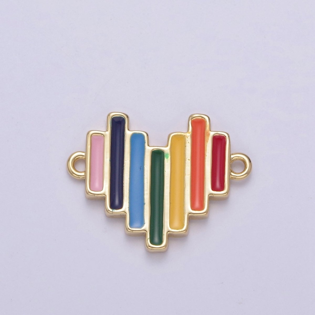 Dainty Gold Filled Enamel Rainbow Heart Connector Pendant Love Friendship Charm Necklace Bracelet DIY Valentine Jewelry Making Supply N-133 - DLUXCA