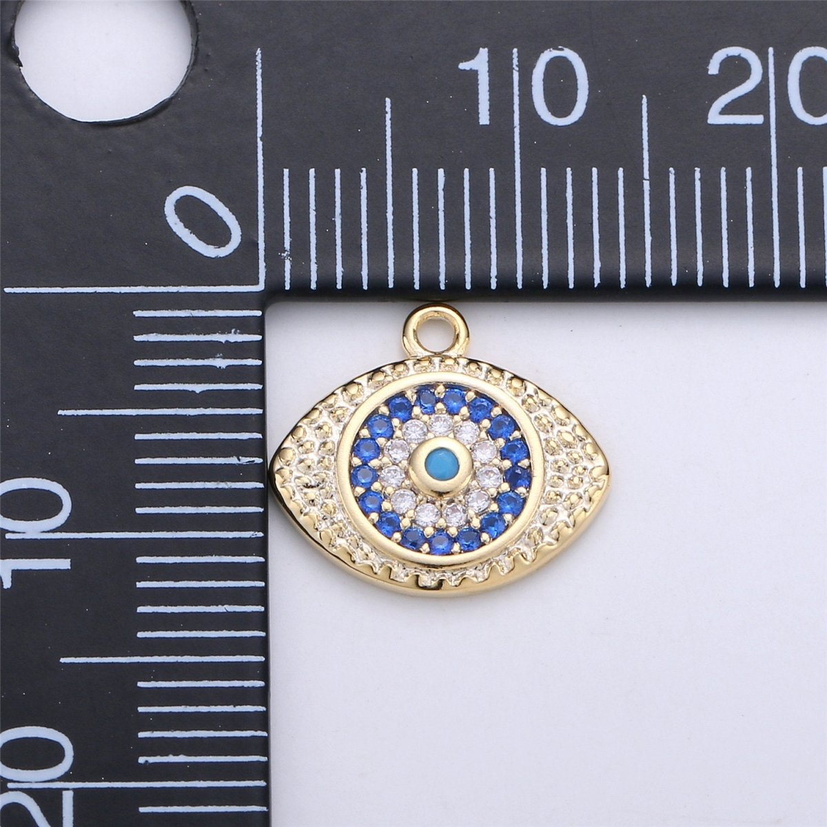 Dainty Gold Filled Evil Eye Charm Micro Pave Evil Eye Pendant Tiny greek eye charm for Necklace Bracelet Earring Charm C-399 - DLUXCA