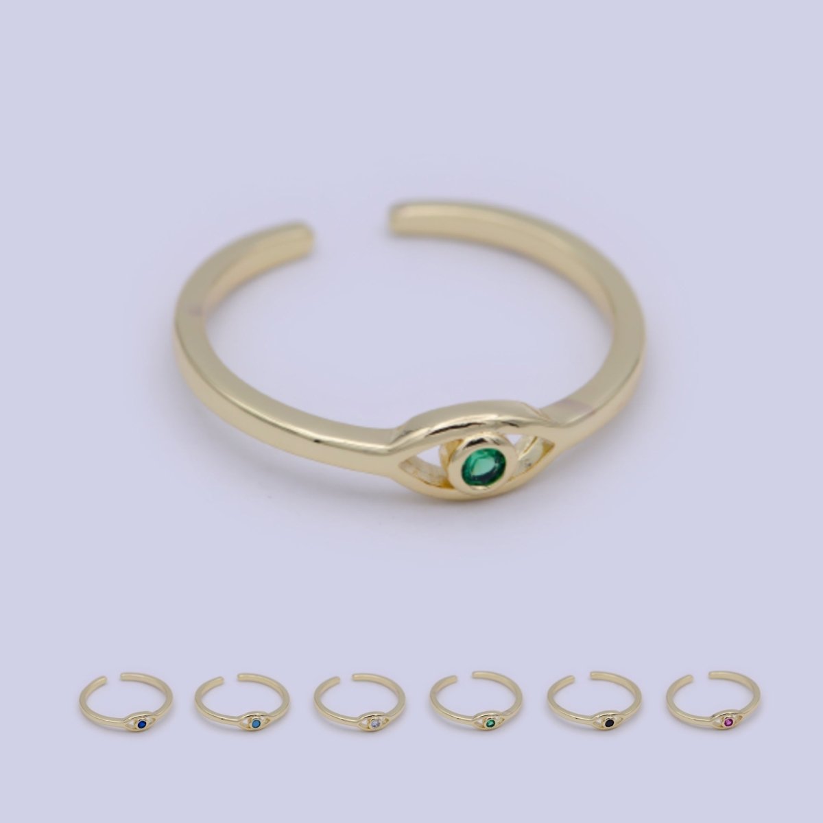 Dainty Gold Filled Evil Eye Ring Open Adjustable Jewelry S-383 ~ S-388 - DLUXCA
