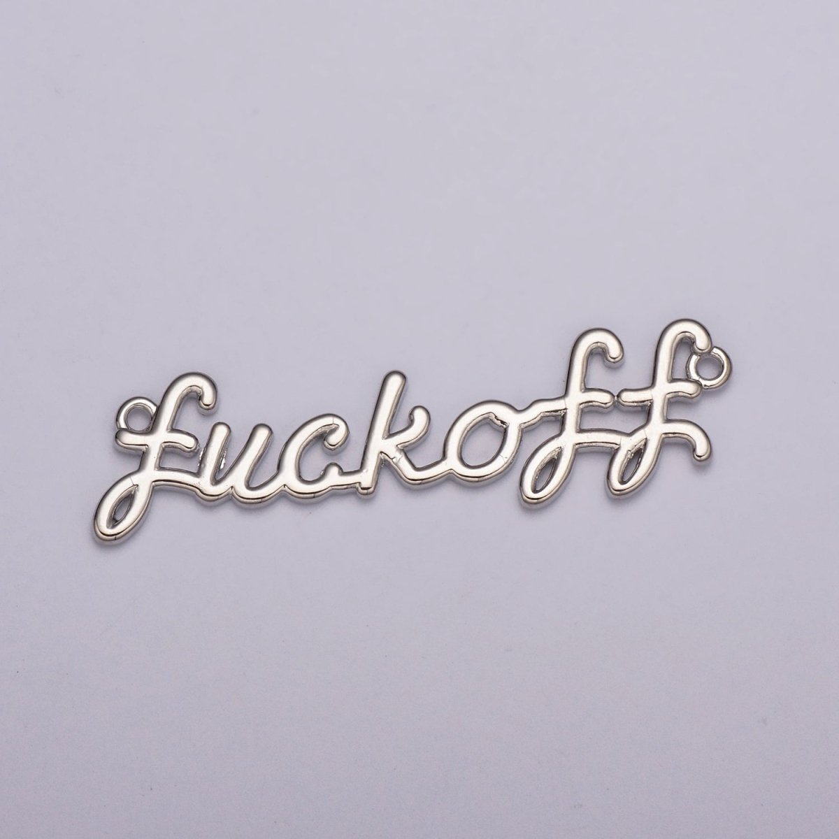 Dainty Gold Filled Fuck Off Charm for Necklace Bracelet, Fuckoff Link Connector, Fuck Off Word Cursive Jewelry Silver Personalized Script Necklace, Swear Word Pendant Trend Jewelry N-088 N-089 - DLUXCA