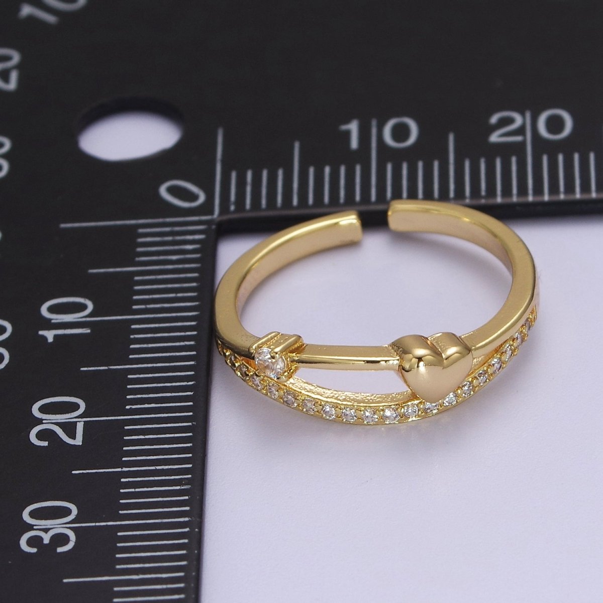 Dainty Gold Filled Heart CZ Ring S-513 - DLUXCA
