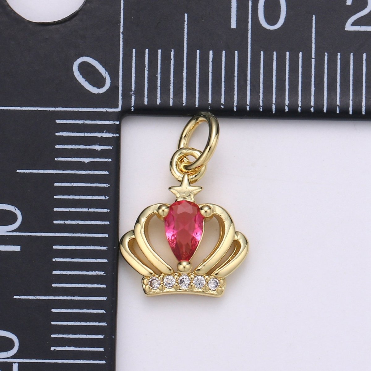 Dainty Gold Filled Hot Pink Crystal Crown D-881 - DLUXCA