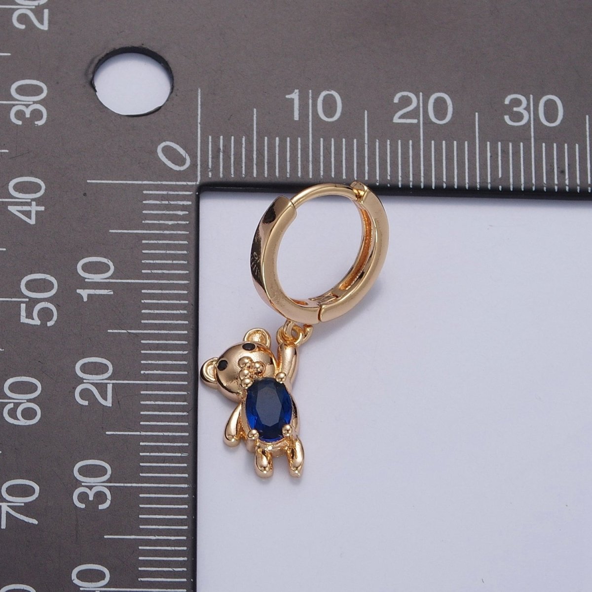 Dainty Gold Filled Huggie Earring with Teddy Bear Charm V-441 - DLUXCA