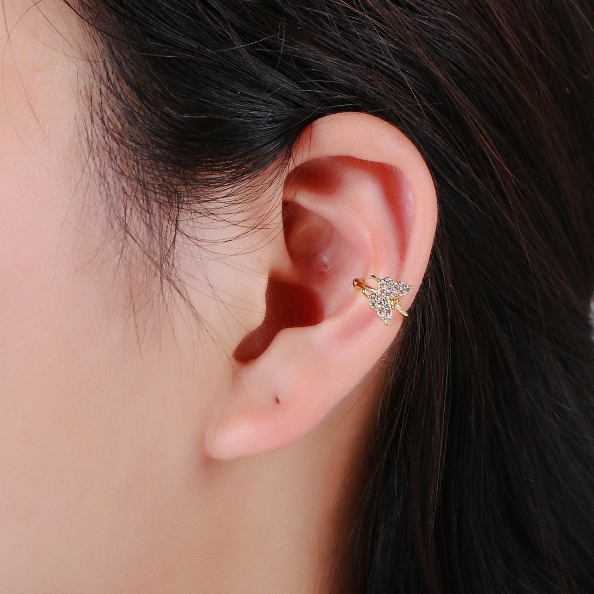 Dainty Gold Filled Little Butterfly Earcuffs - AI-077 - DLUXCA