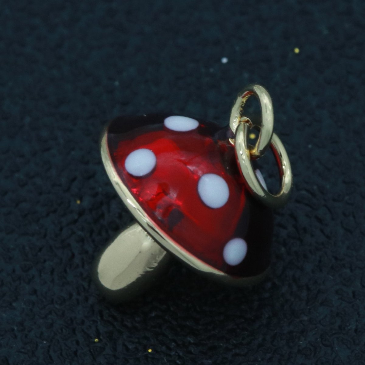 Dainty Gold Filled Magic Mushroom Charm Red Mushroom Pendant Novelty Charm, Fungi Jewelry, Mushroom Gift Funky for Bracelet Necklace Earring M-606 - DLUXCA
