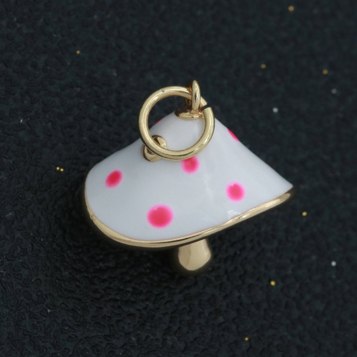 Dainty Gold Filled Magic Mushroom Charm White Mushroom Pendant Novelty Charm Fungi Jewelry Mushroom Gift Funky for Bracelet Necklace Earring M-605 - DLUXCA