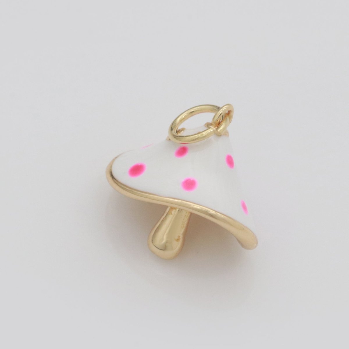 Dainty Gold Filled Magic Mushroom Charm White Mushroom Pendant Novelty Charm Fungi Jewelry Mushroom Gift Funky for Bracelet Necklace Earring M-605 - DLUXCA