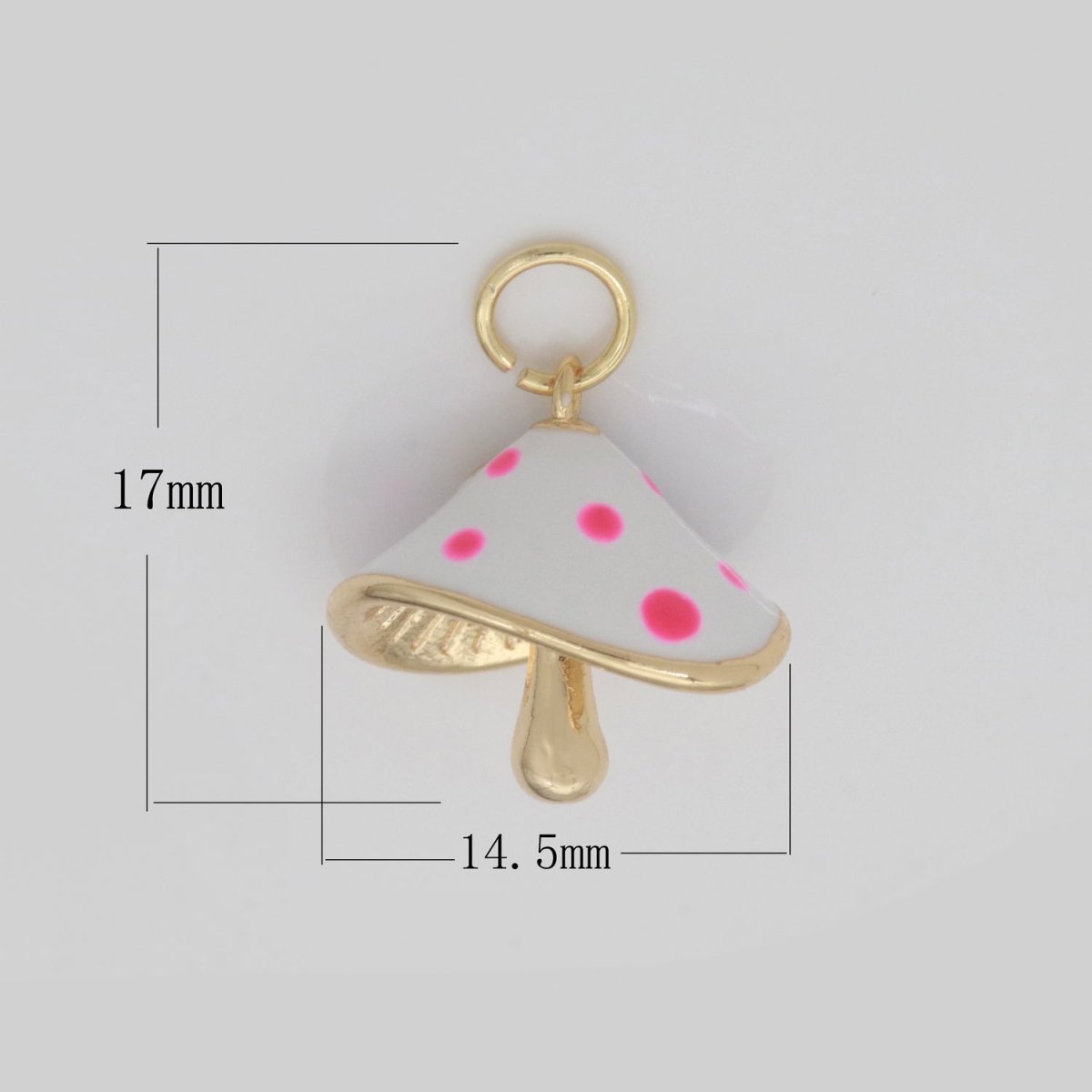 Dainty Gold Filled Magic Mushroom Charm White Mushroom Pendant Novelty Charm Fungi Jewelry Mushroom Gift Funky for Bracelet Necklace Earring M-605 - DLUXCA