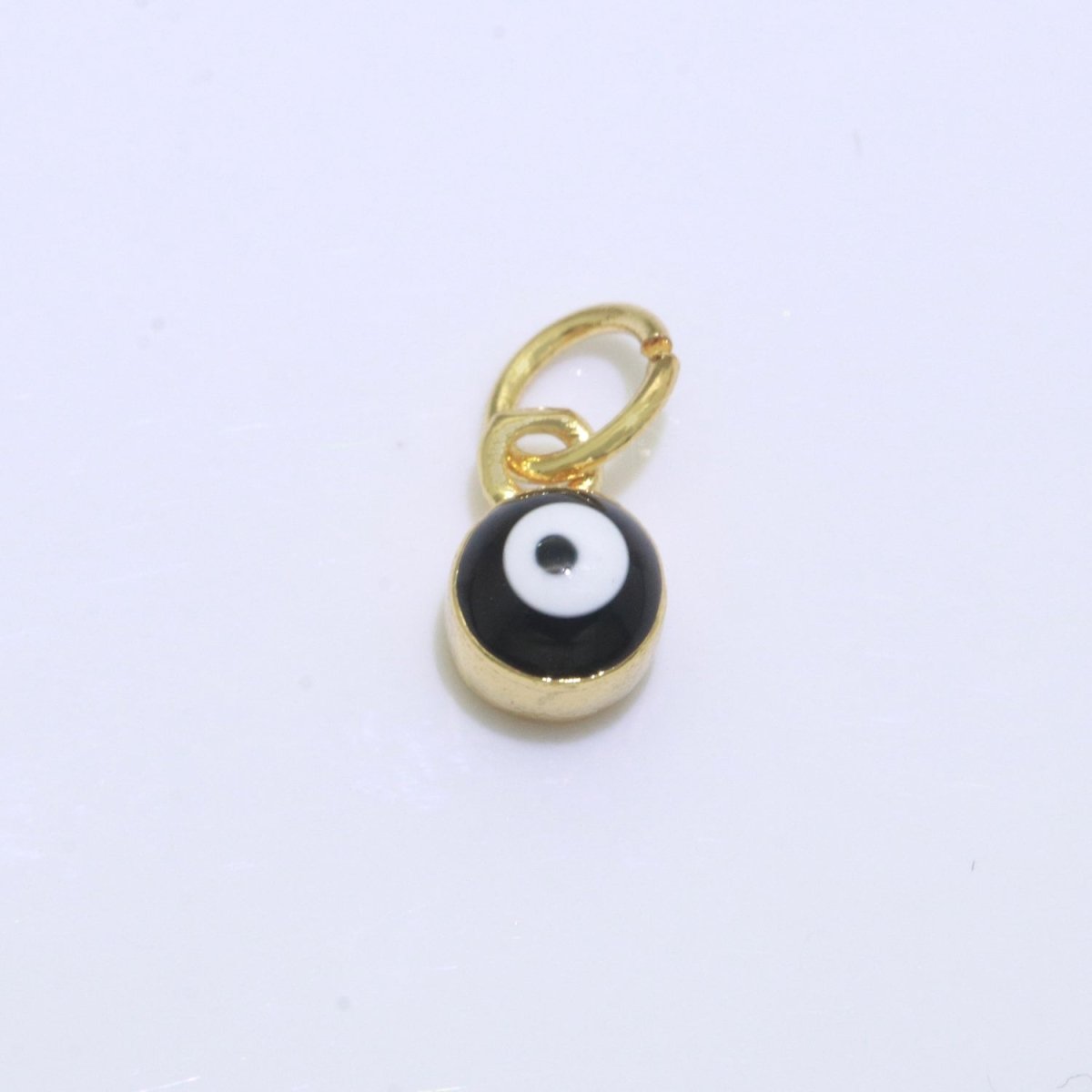 Dainty Gold Filled Mini Enamel Evil Eyes Charm, Tiny Round Evil Eye Charm, Pendants for Necklace Bracelet Earring add on charm - DLUXCA