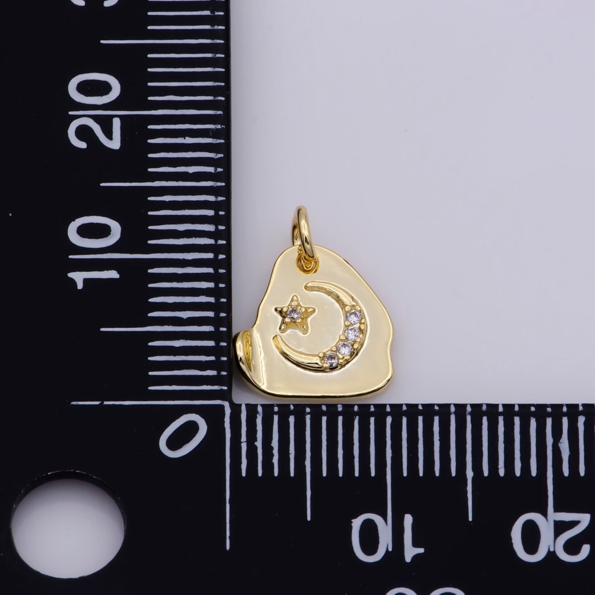 Dainty Gold Filled Moon and Star Triangle Charm, Gold Crescent Moon Pendant Celestial Jewelry Gold Geometric Charm Necklace Earring Bracelet C-659 - DLUXCA