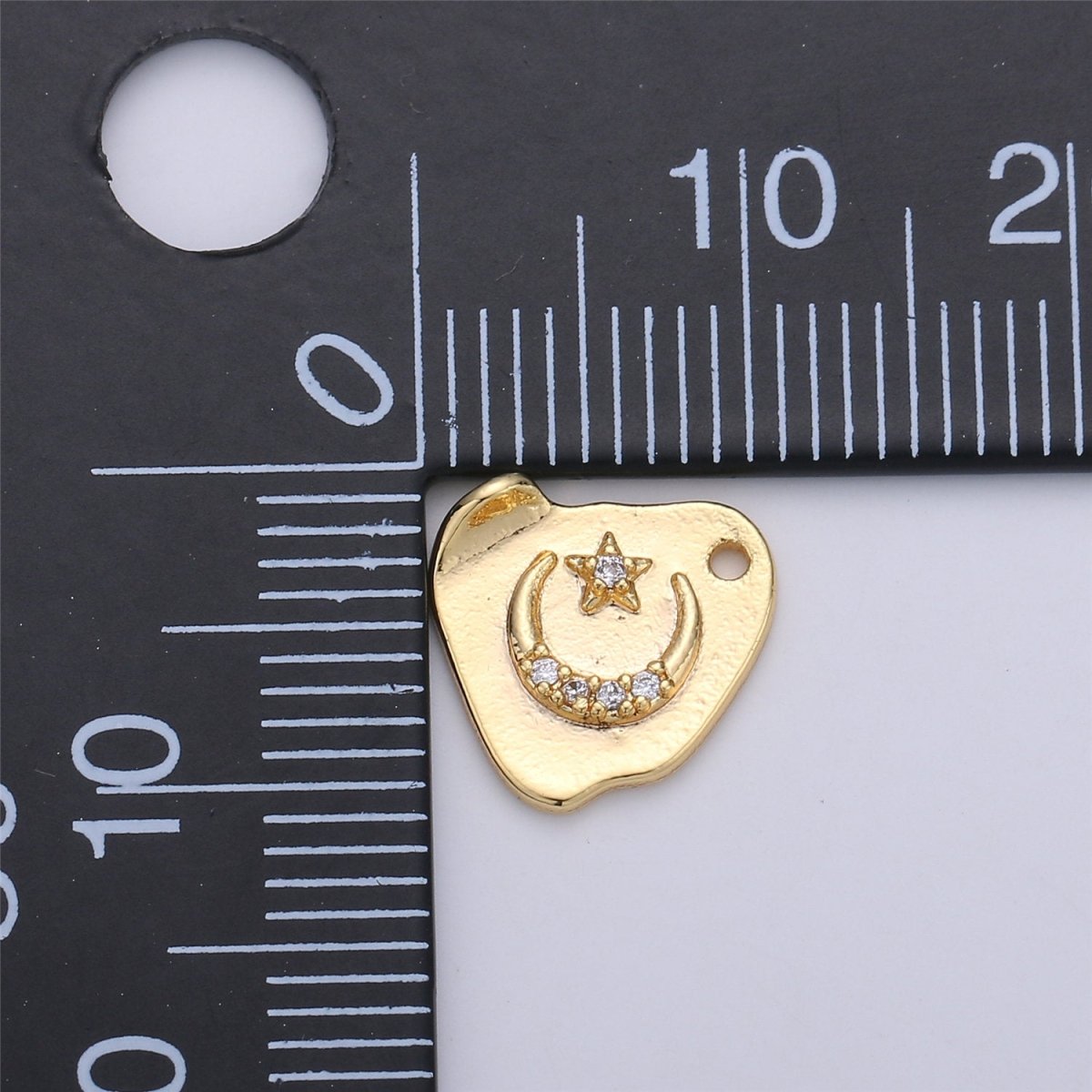 Dainty Gold Filled Moon and Star Triangle Charm, Gold Moon Pendant Celestial Jewelry Gold Crescent Moon Charm for Necklace Earring Charm C-659 - DLUXCA