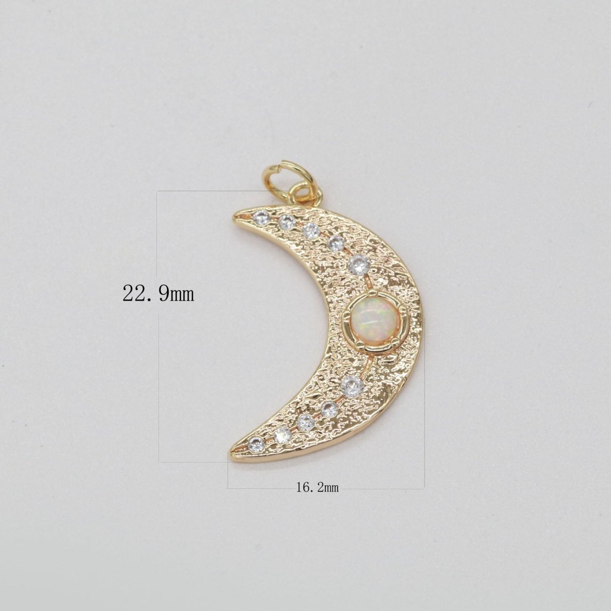 Dainty Gold Filled Opal Moon CZ Micro Pave Moon Pendant , Cubic Moon Star Charms for Necklace Earring Bracelet Charms E-903 E-904 - DLUXCA