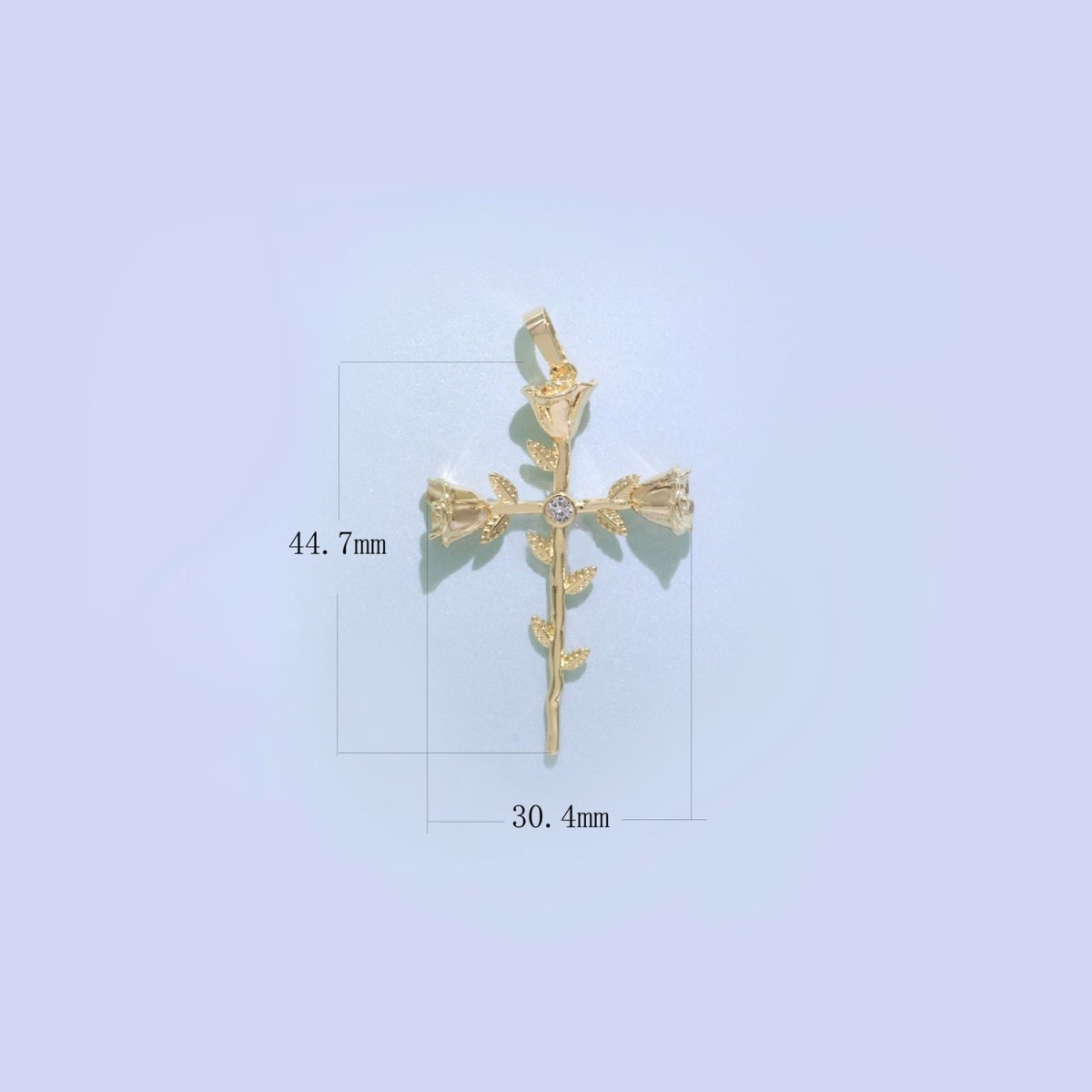 Dainty Gold Filled Rose Cross Charms Cross Pendants Rose Vine Religious Charms Rosary Parts Jewelry Supplies J-903 - DLUXCA