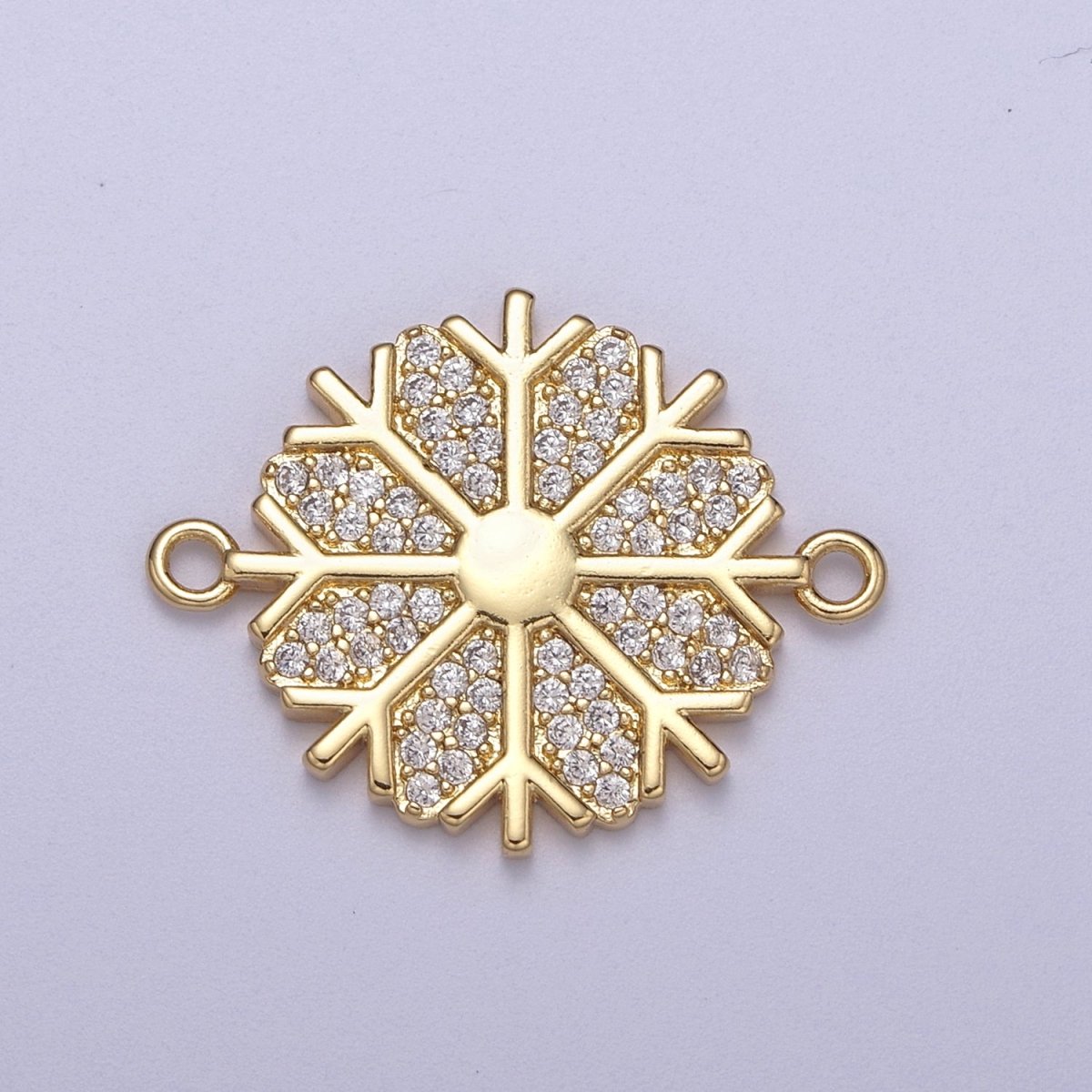 Dainty Gold Filled Snow Charm Connector Cz Snow Flake Link Connector for Bracelet Earring Necklace F-126 - DLUXCA