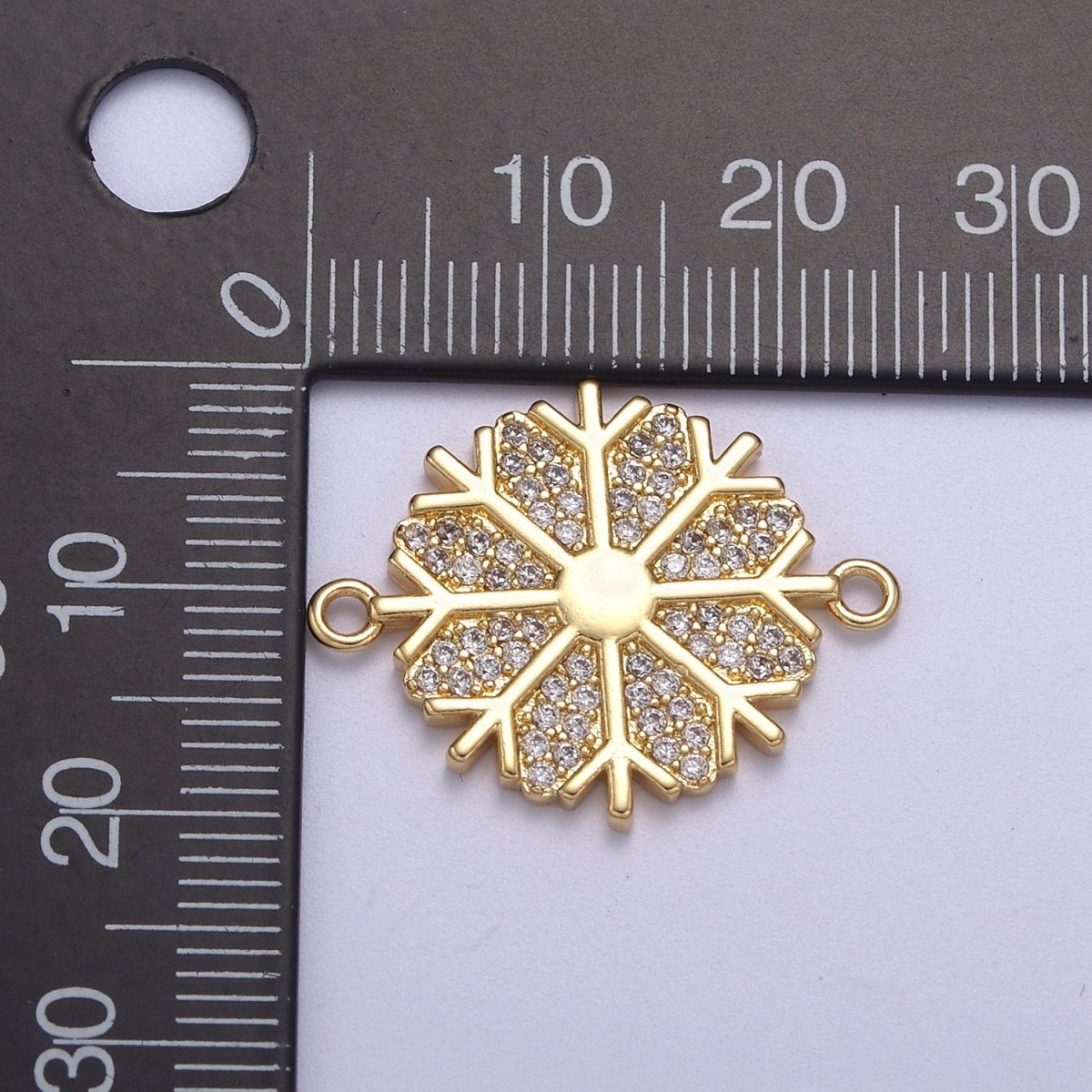 Dainty Gold Filled Snow Charm Connector Cz Snow Flake Link Connector for Bracelet Earring Necklace F-126 - DLUXCA