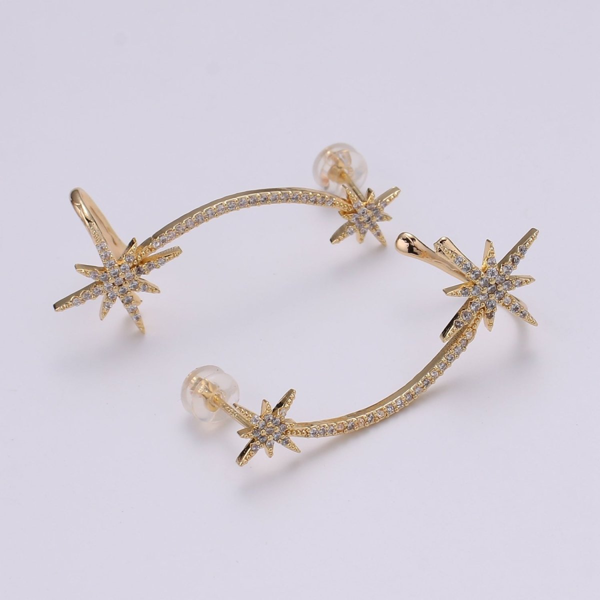 Dainty Gold Filled Snowflakes Earclimber AI-143 - DLUXCA