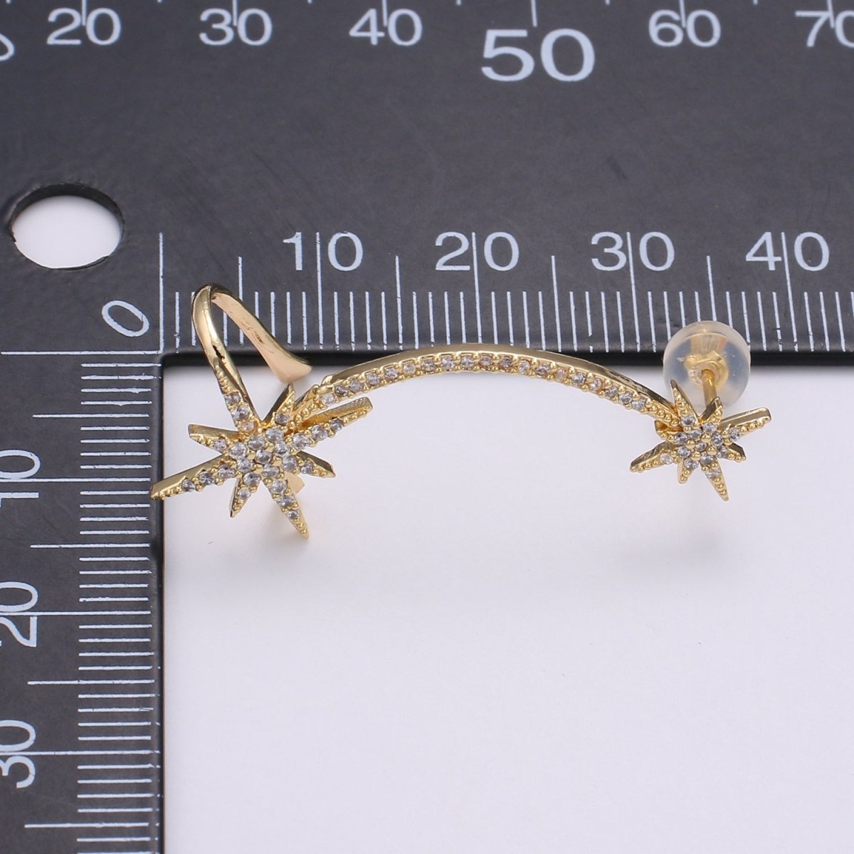 Dainty Gold Filled Snowflakes Earclimber AI-143 - DLUXCA