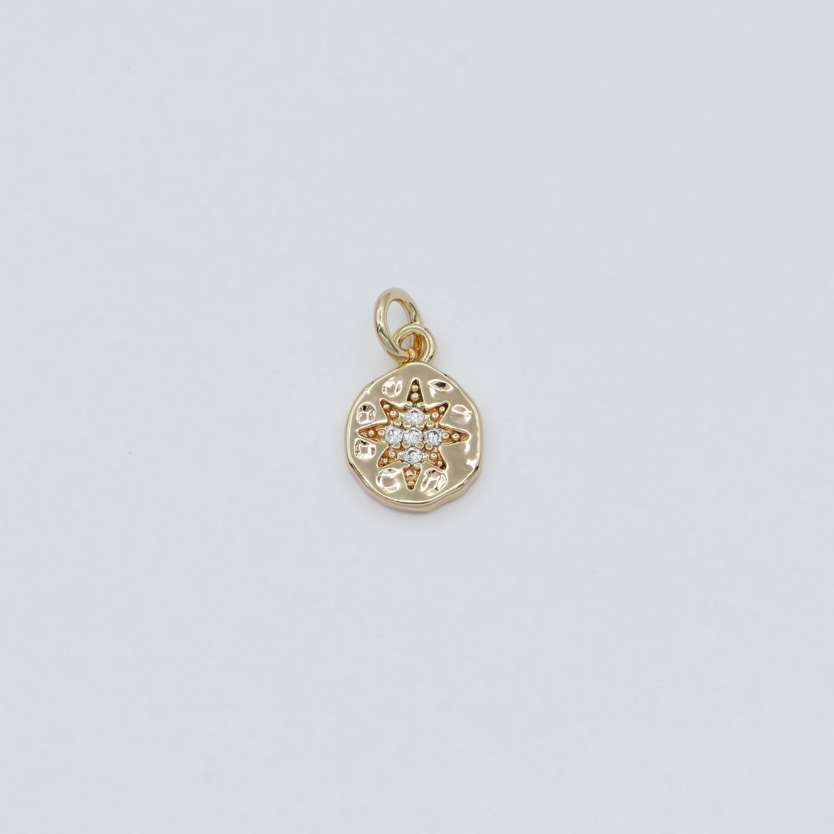 Dainty Gold Filled Star Crystal Coin Charm E-818 - DLUXCA