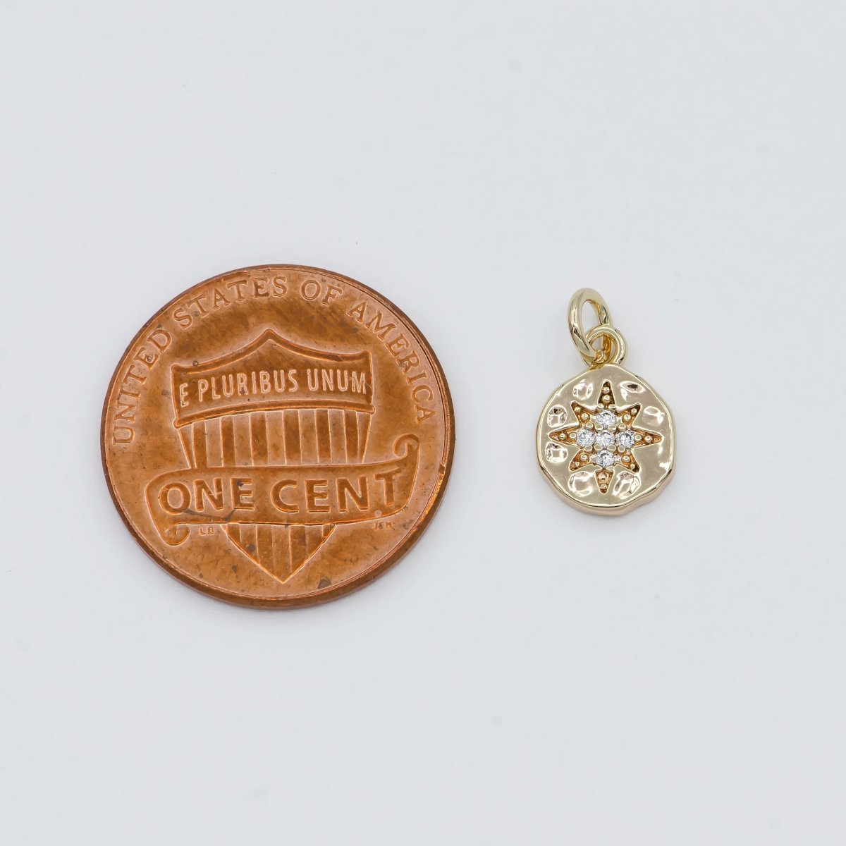 Dainty Gold Filled Star Crystal Coin Charm E-818 - DLUXCA