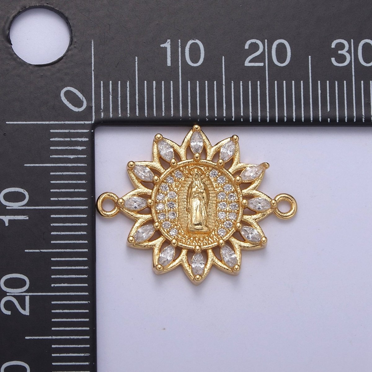 Dainty Gold Filled Sun Virgin Mary Lady Guadalupe Charm Connector for Bracelet Component F-787 - DLUXCA