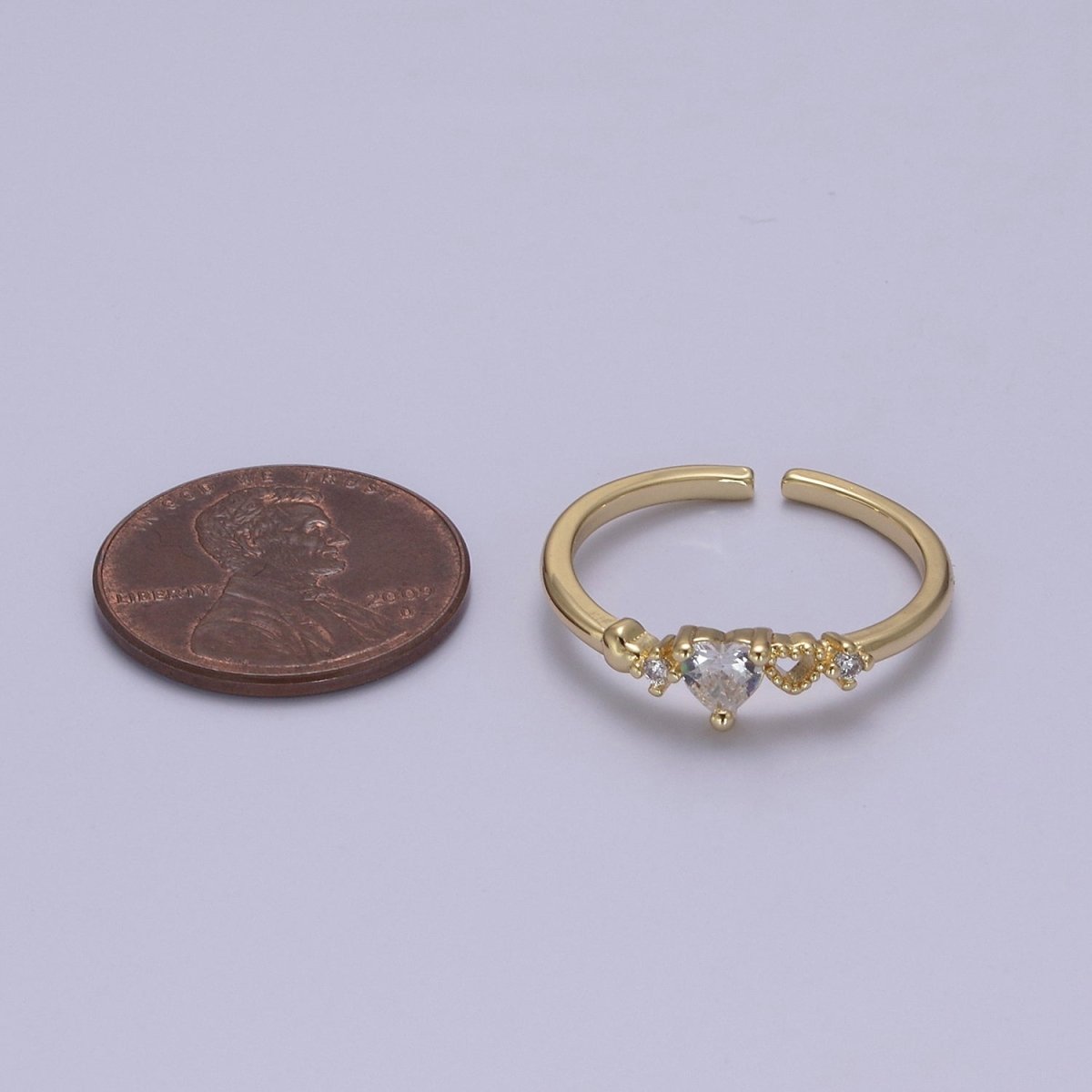 Dainty Gold Filled Sweet Heart Ring Open Adjustable S-440 S-441 - DLUXCA