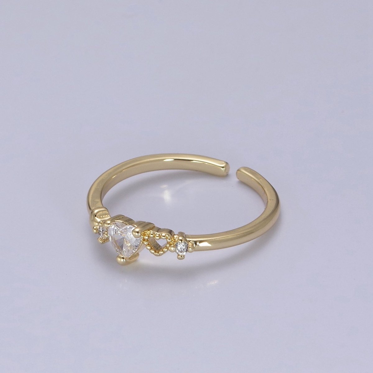 Dainty Gold Filled Sweet Heart Ring Open Adjustable S-440 S-441 - DLUXCA