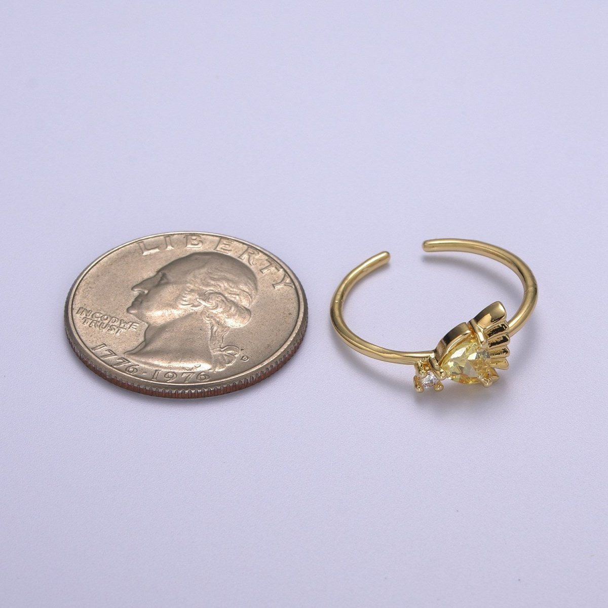 Dainty Gold Fish ring, Gold Mini Animal Pet Ring, Dainty Stackable Rings, Open Adjustable Ring Cz S-180 - DLUXCA