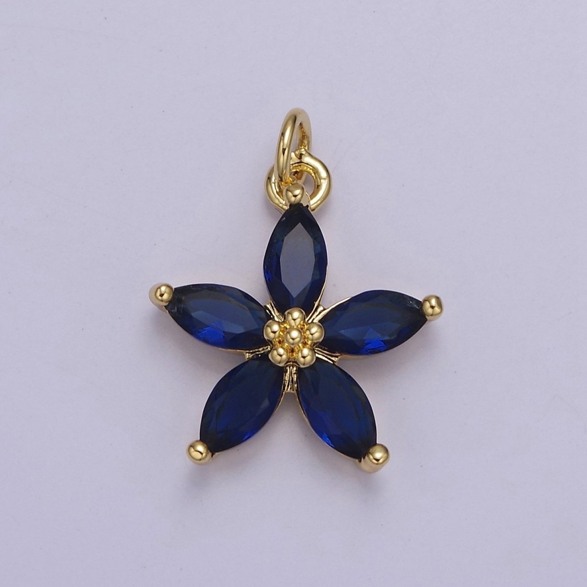 Dainty Gold Five Petal Flower Pendant, Flower Charm, Gold