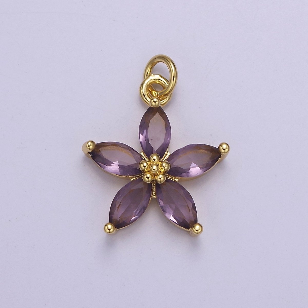 Dainty Gold Five Petal Flower Pendant, Flower Charm, Gold